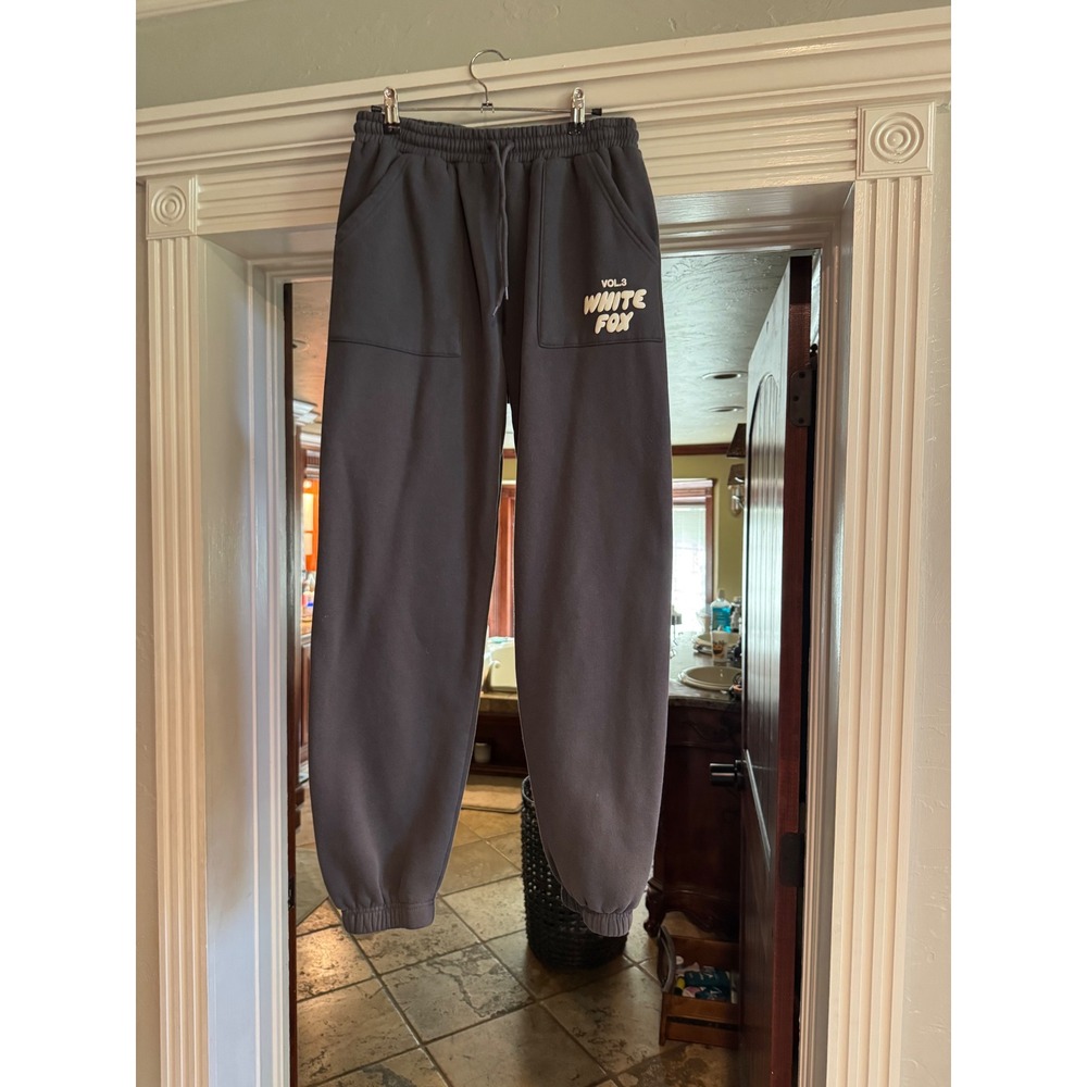 White Fox Boutique Vol 3 Sweatpants Charcoal Grey Joggers Oversized Pockets S
